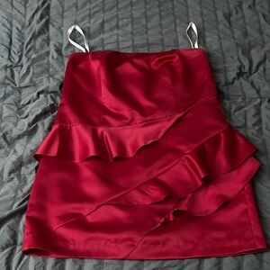 David's Bridal Strapless Burgundy Dress